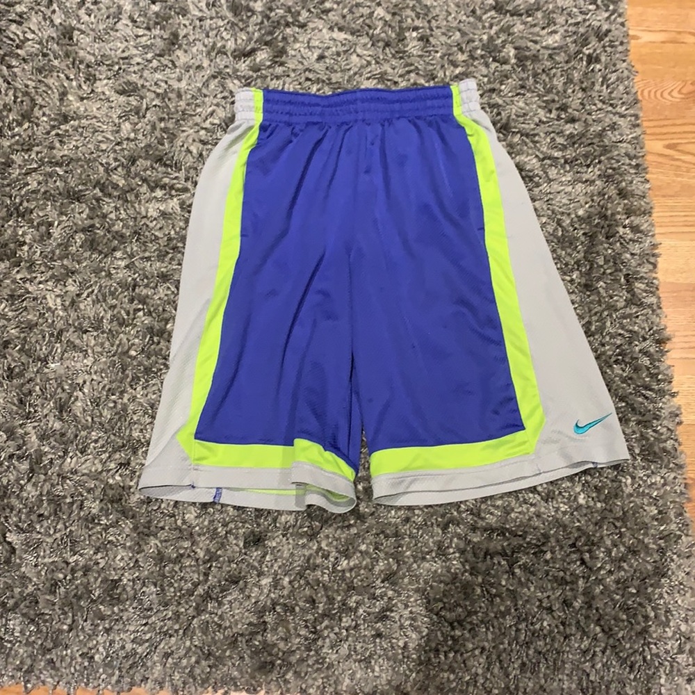 Blue and Fluorescent Nike Basketball Shorts. Size Medium.